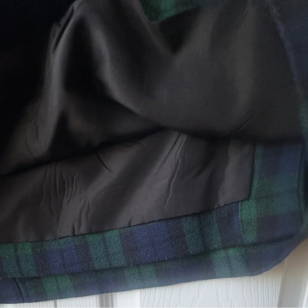 J Crew Plaid Tartan Wrap Mini Skirt Size 6 Green Blue Lined Preppy Academia